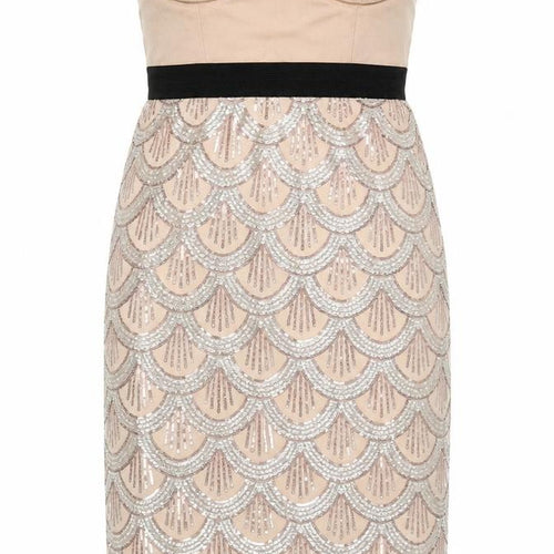 Rare London Women’s Beige Strapless Sequin Knee Length Dress UK 10