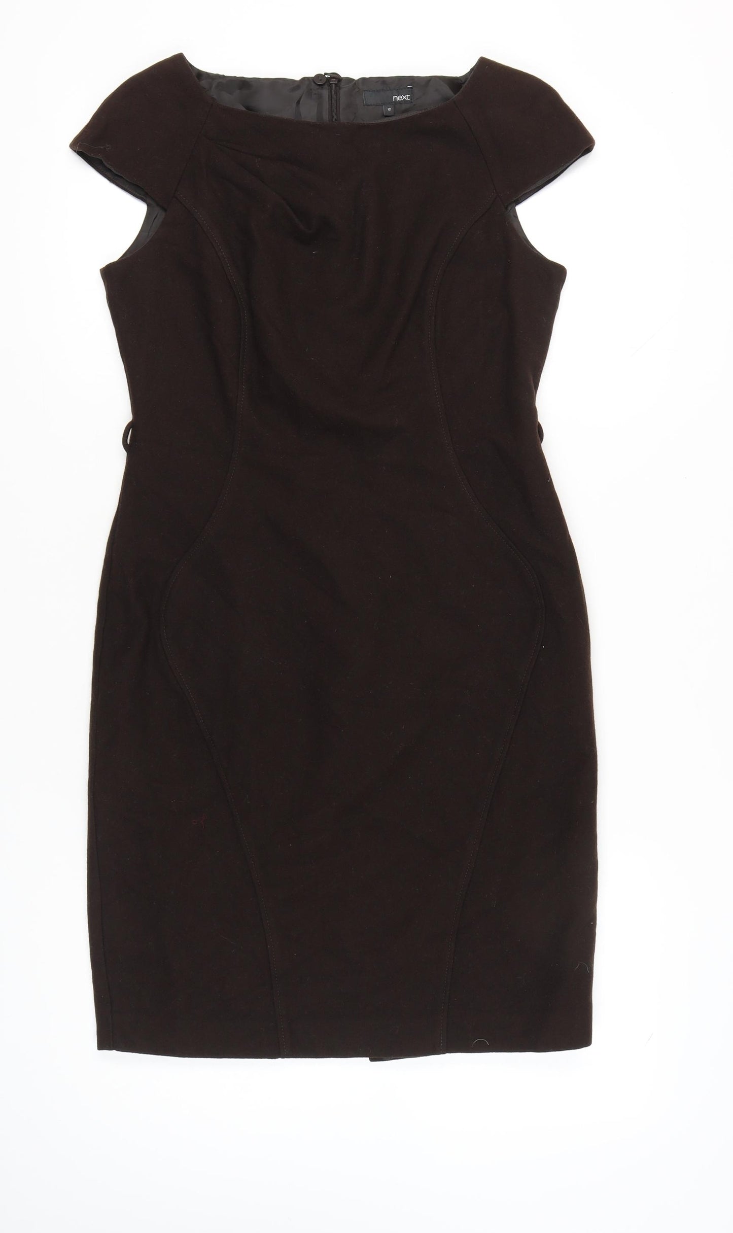 Next Women’s Black Wool Blend Sheath Dress Size 12 Knee Length