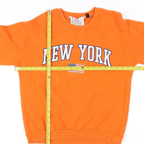 Topshop Womens Orange New York Sweatshirt UK 12 Cotton Blend