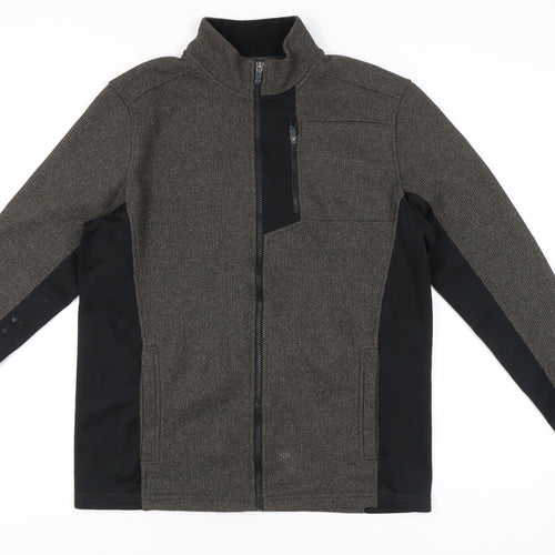 IZOD Men’s Grey Full Zip Sweatshirt Jacket M High Neck Pockets
