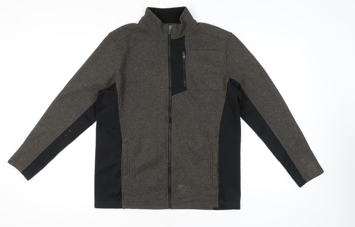 IZOD Men’s Grey Full Zip Sweatshirt Jacket M High Neck Pockets