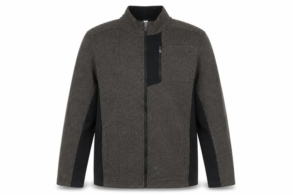 Front view of IZOD Men’s Grey Full Zip Sweatshirt Jacket M High Neck Pockets