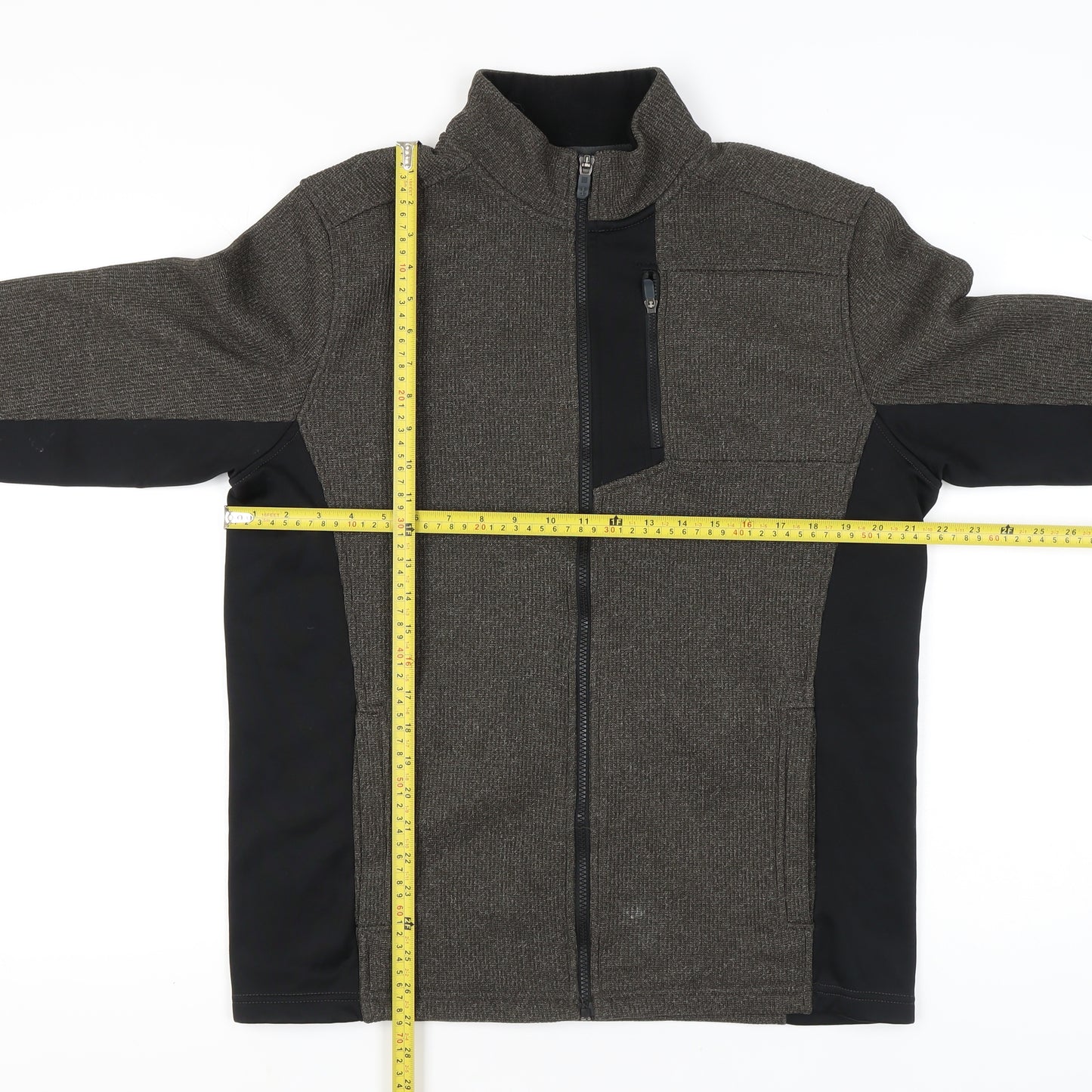 IZOD Men’s Grey Full Zip Sweatshirt Jacket M High Neck Pockets