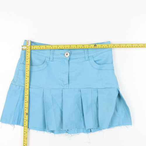 Marks and Spencer Womens Blue Size 12 Pleated Short Skirt
