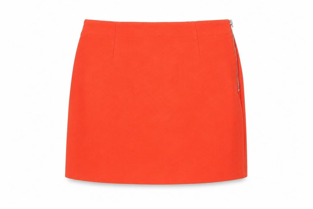 Monki Women’s Red Size 14 Short Pencil Skirt Zip Stretch