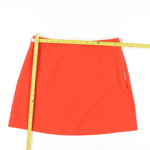 Monki Women’s Red Size 14 Short Pencil Skirt Zip Stretch