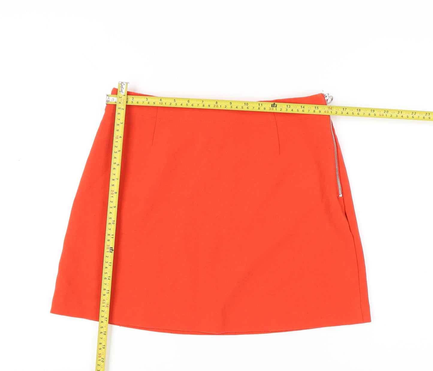 Monki Women’s Red Size 14 Short Pencil Skirt Zip Stretch