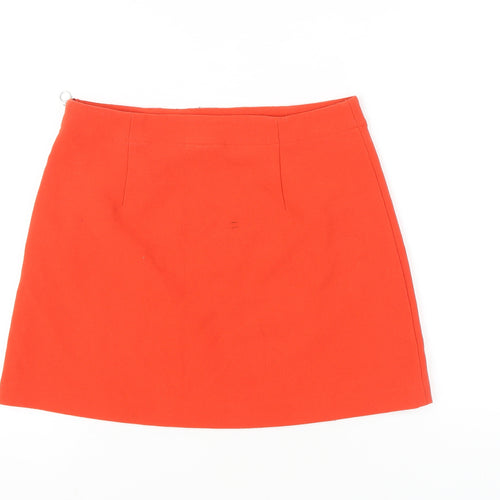 Monki Women’s Red Size 14 Short Pencil Skirt Zip Stretch