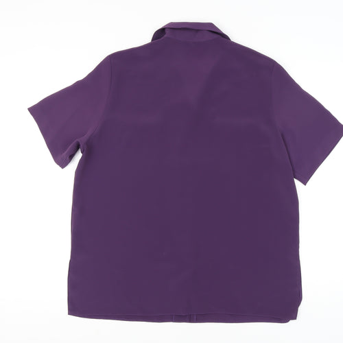 Lauren Duvar Womens Purple Button-Up Shirt Size 14 Short Sleeve