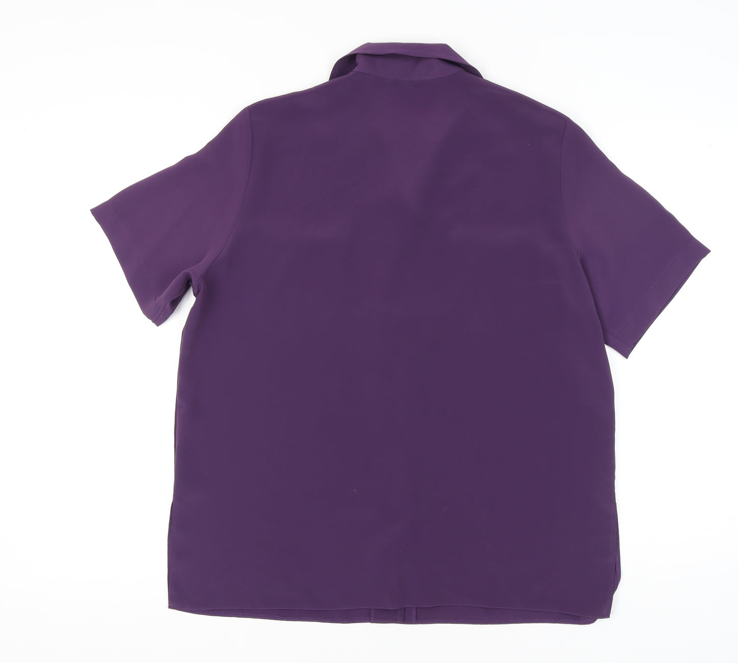 Lauren Duvar Womens Purple Button-Up Shirt Size 14 Short Sleeve