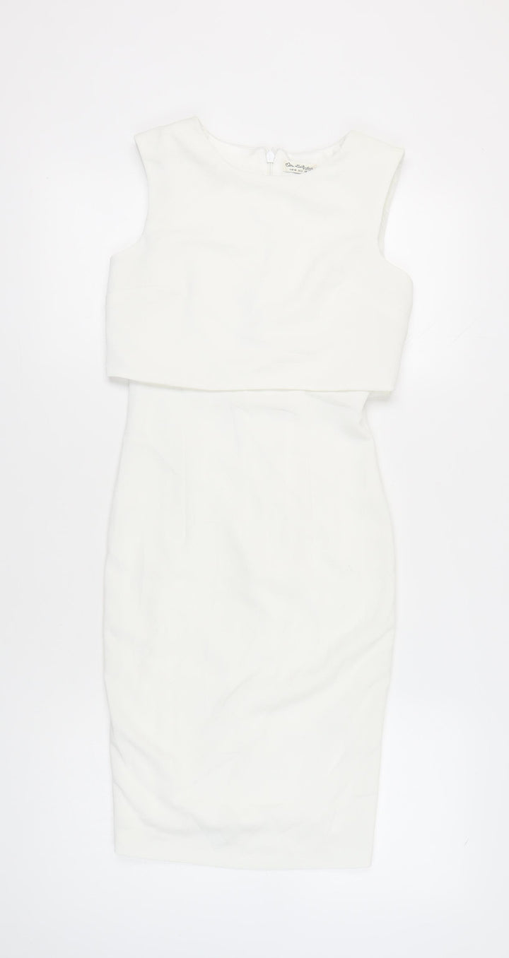 Miss Selfridge Women White UK 6 Sheath Knee Length Dress Cocktail