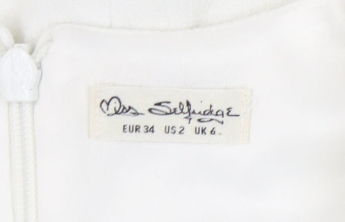 Miss Selfridge Women White UK 6 Sheath Knee Length Dress Cocktail