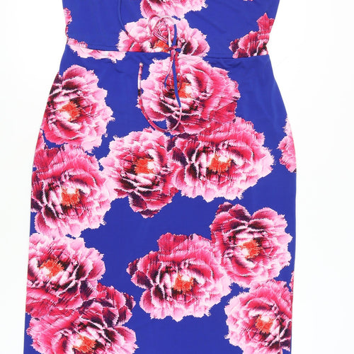 Marks and Spencer Women’s Blue Floral Scoop Neck Sheath Dress Size 14