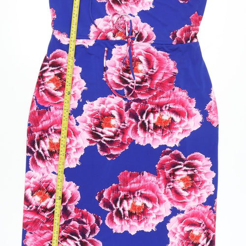 Marks and Spencer Women’s Blue Floral Scoop Neck Sheath Dress Size 14