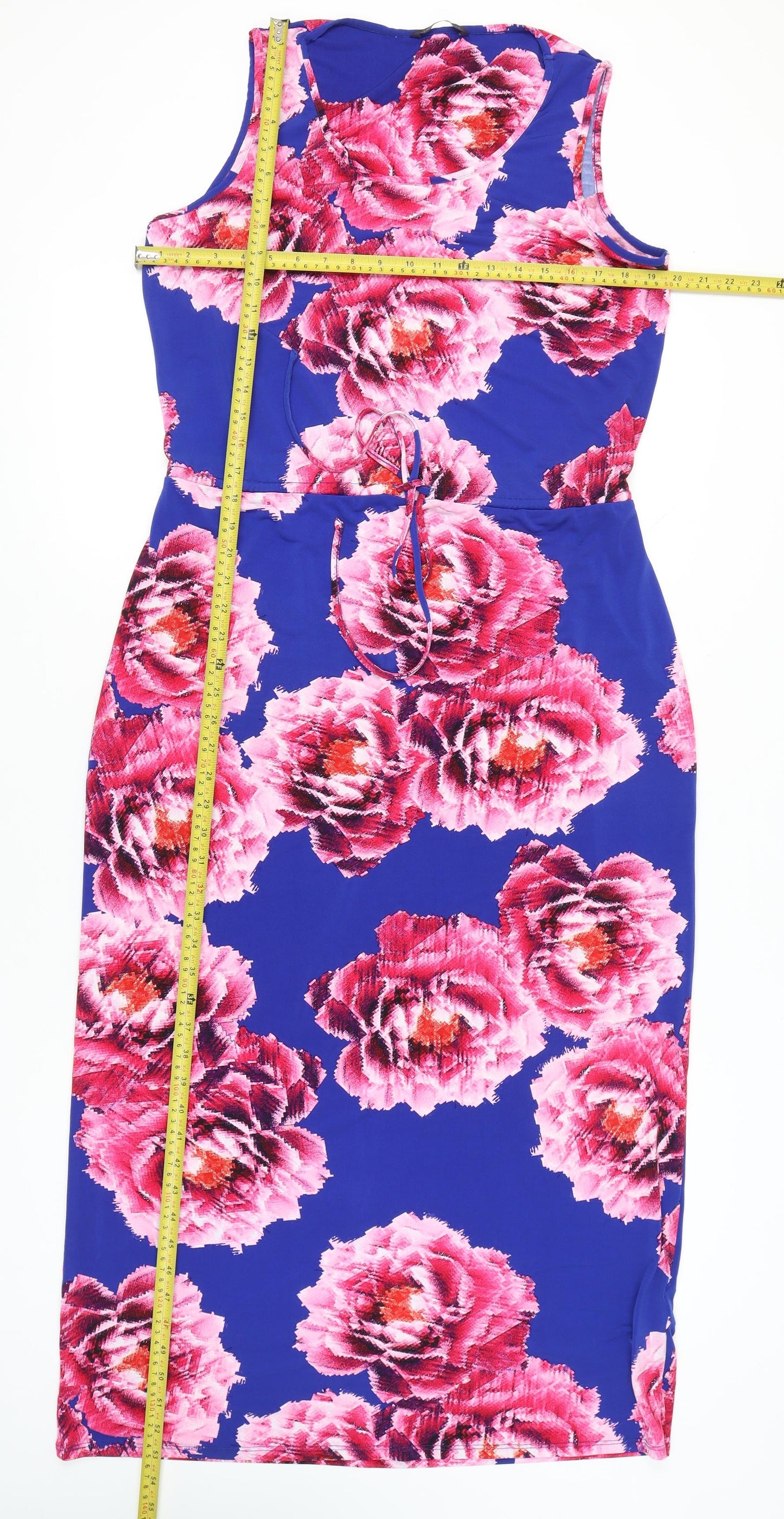 Marks and Spencer Women’s Blue Floral Scoop Neck Sheath Dress Size 14