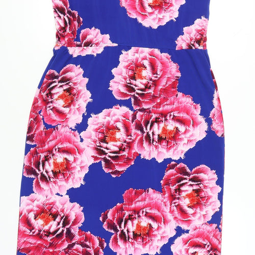Marks and Spencer Women’s Blue Floral Scoop Neck Sheath Dress Size 14