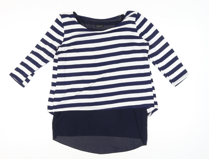 Luca Vanucci Women’s Blue White Striped Tunic Top S Nautical 3/4 Sleeve