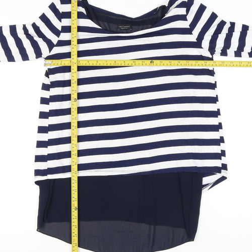 Luca Vanucci Women’s Blue White Striped Tunic Top S Nautical 3/4 Sleeve