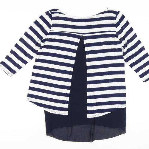 Luca Vanucci Women’s Blue White Striped Tunic Top S Nautical 3/4 Sleeve