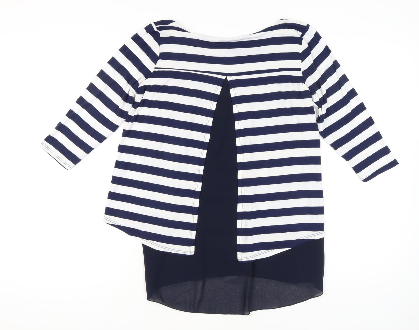 Luca Vanucci Women’s Blue White Striped Tunic Top S Nautical 3/4 Sleeve
