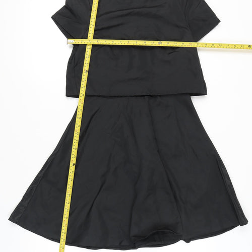Warehouse Women Black Size 10 Fit & Flare Knee Length Dress