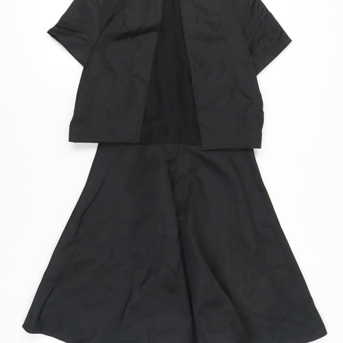 Warehouse Women Black Size 10 Fit & Flare Knee Length Dress