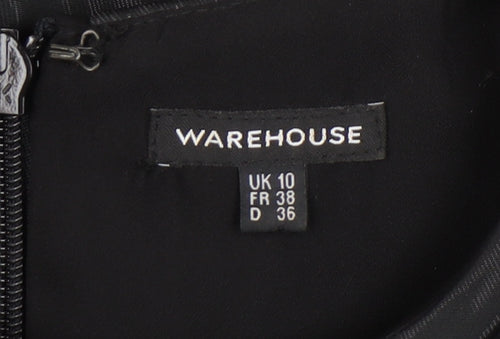 Warehouse Women Black Size 10 Fit & Flare Knee Length Dress