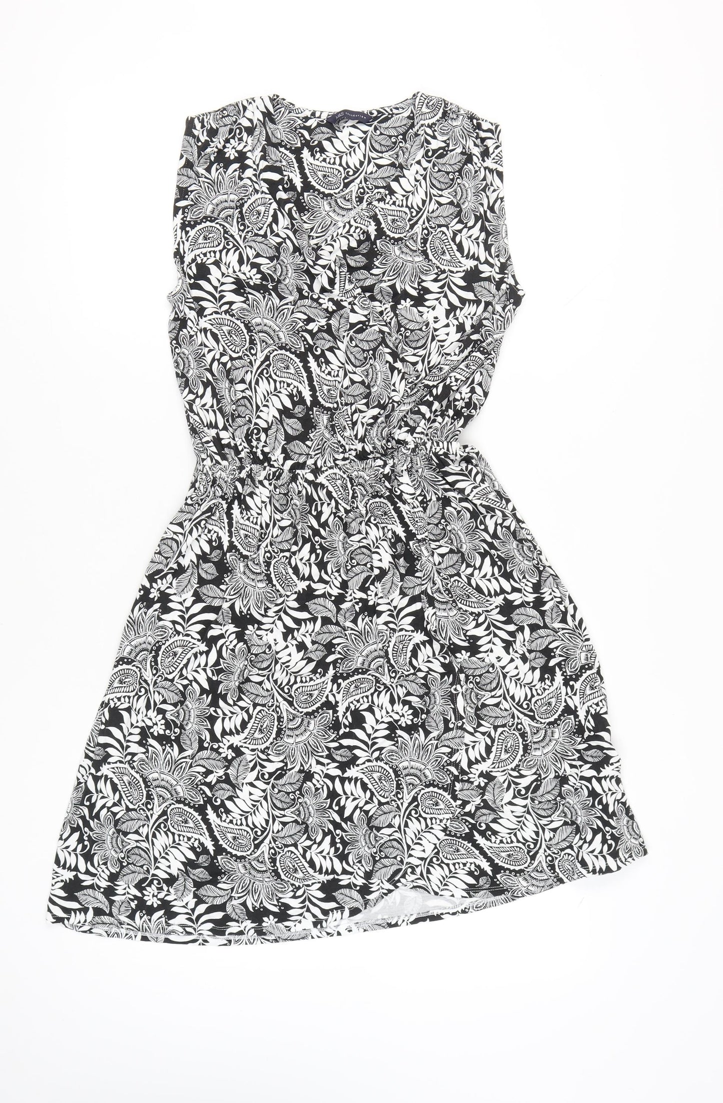 Marks and Spencer Women’s Black Paisley A-Line Dress Size 8