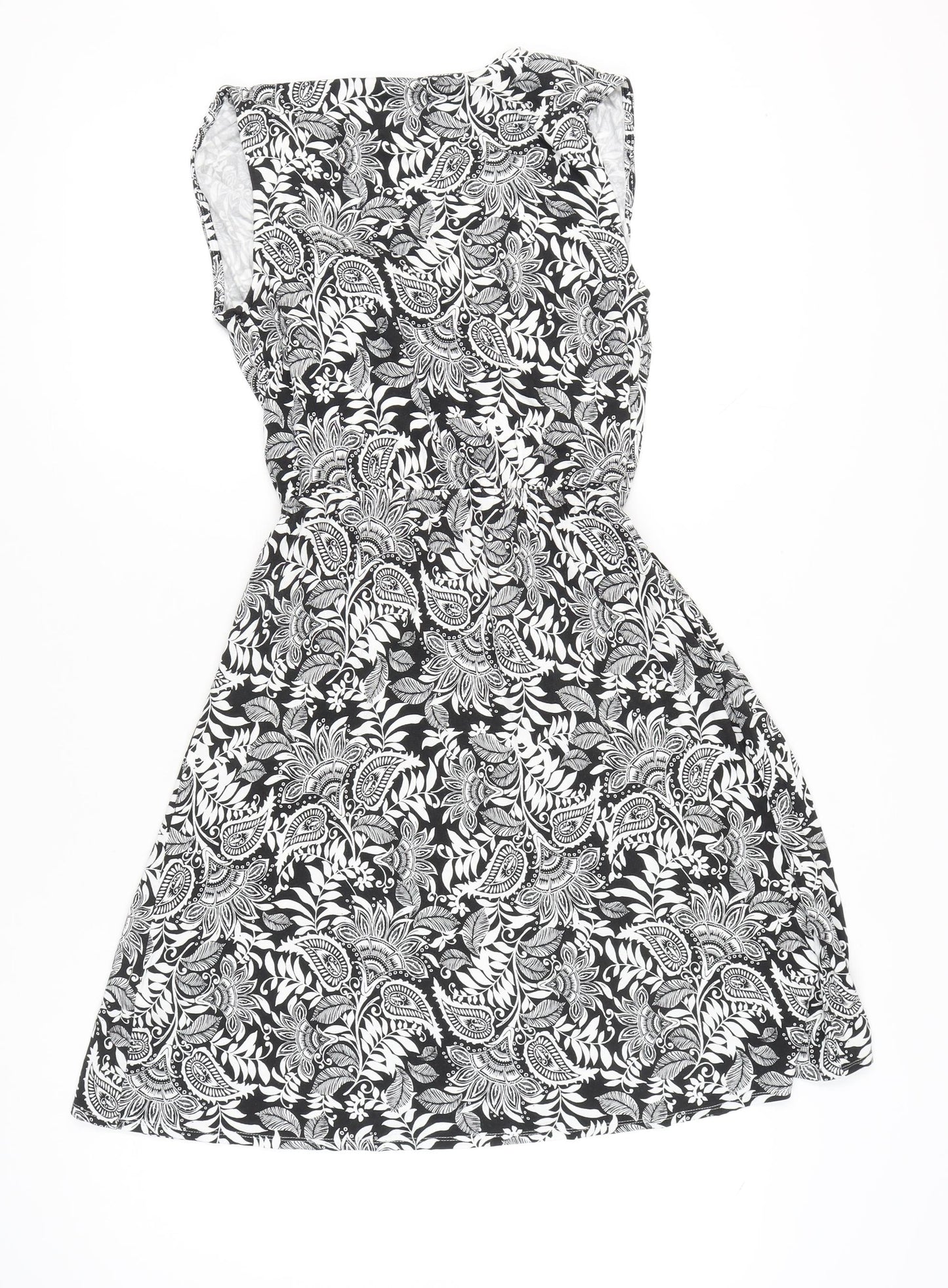 Marks and Spencer Women’s Black Paisley A-Line Dress Size 8