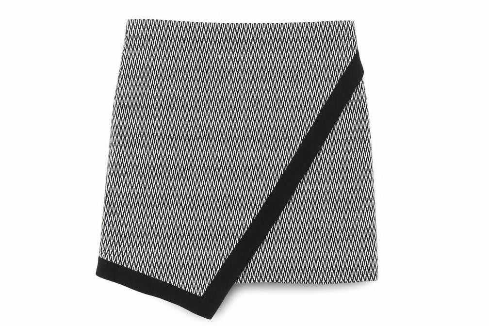 Front view of Atmosphere Women’s Black Geometric Wrap Skirt, size UK 12