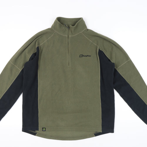 Berghaus Men’s Green Fleece Sweatshirt L 1/4 Zip Outdoor Hiking Top