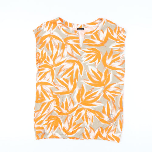 Barbara Lebek Women’s Orange Beige Floral Blouse Size 12