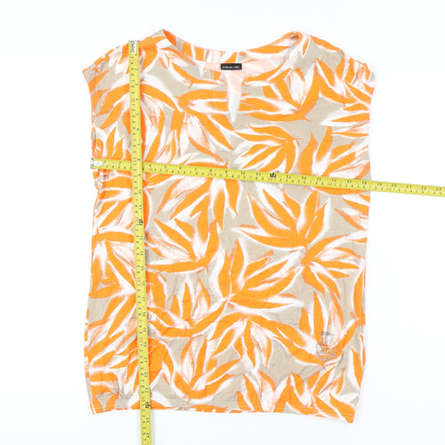 Barbara Lebek Women’s Orange Beige Floral Blouse Size 12