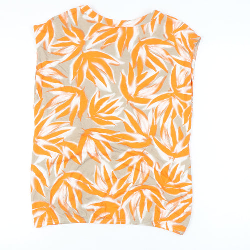 Barbara Lebek Women’s Orange Beige Floral Blouse Size 12