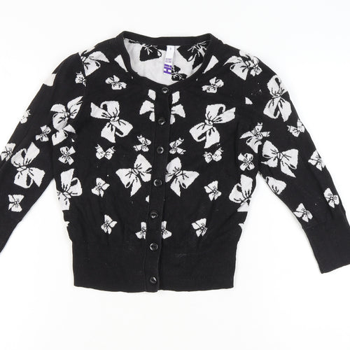 By Henry Holland Womens Black Cotton Cardigan Size 8 Crew Neck