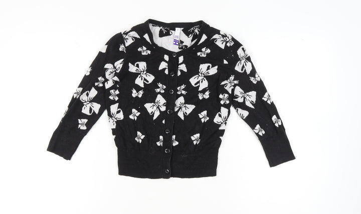 By Henry Holland Womens Black Cotton Cardigan Size 8 Crew Neck