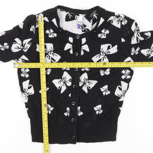 By Henry Holland Womens Black Cotton Cardigan Size 8 Crew Neck