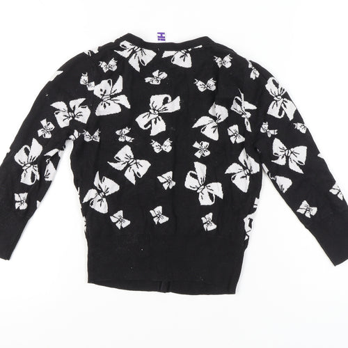 By Henry Holland Womens Black Cotton Cardigan Size 8 Crew Neck