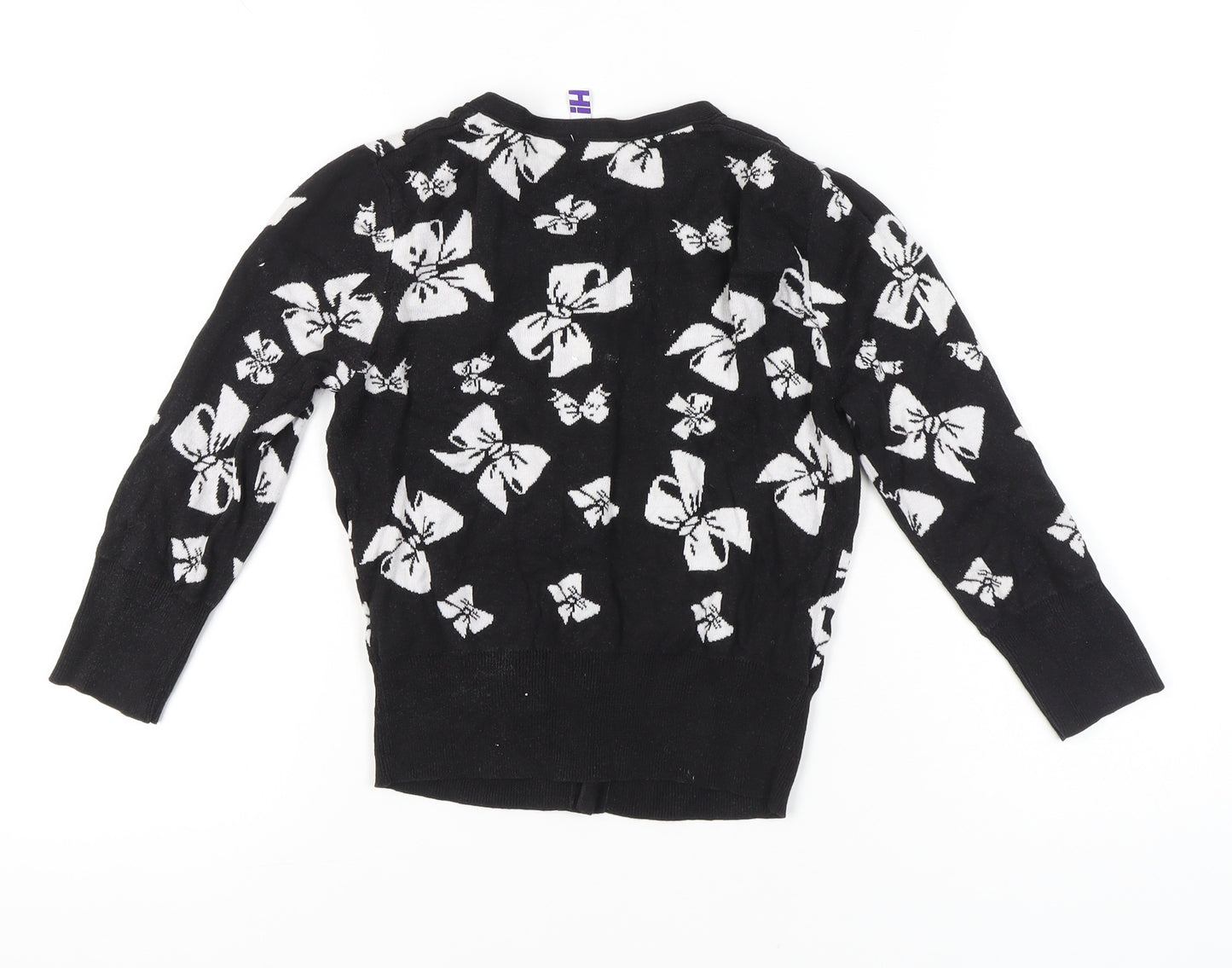 By Henry Holland Womens Black Cotton Cardigan Size 8 Crew Neck