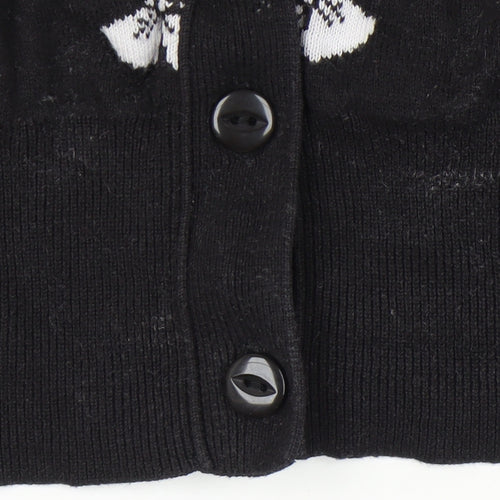 By Henry Holland Womens Black Cotton Cardigan Size 8 Crew Neck