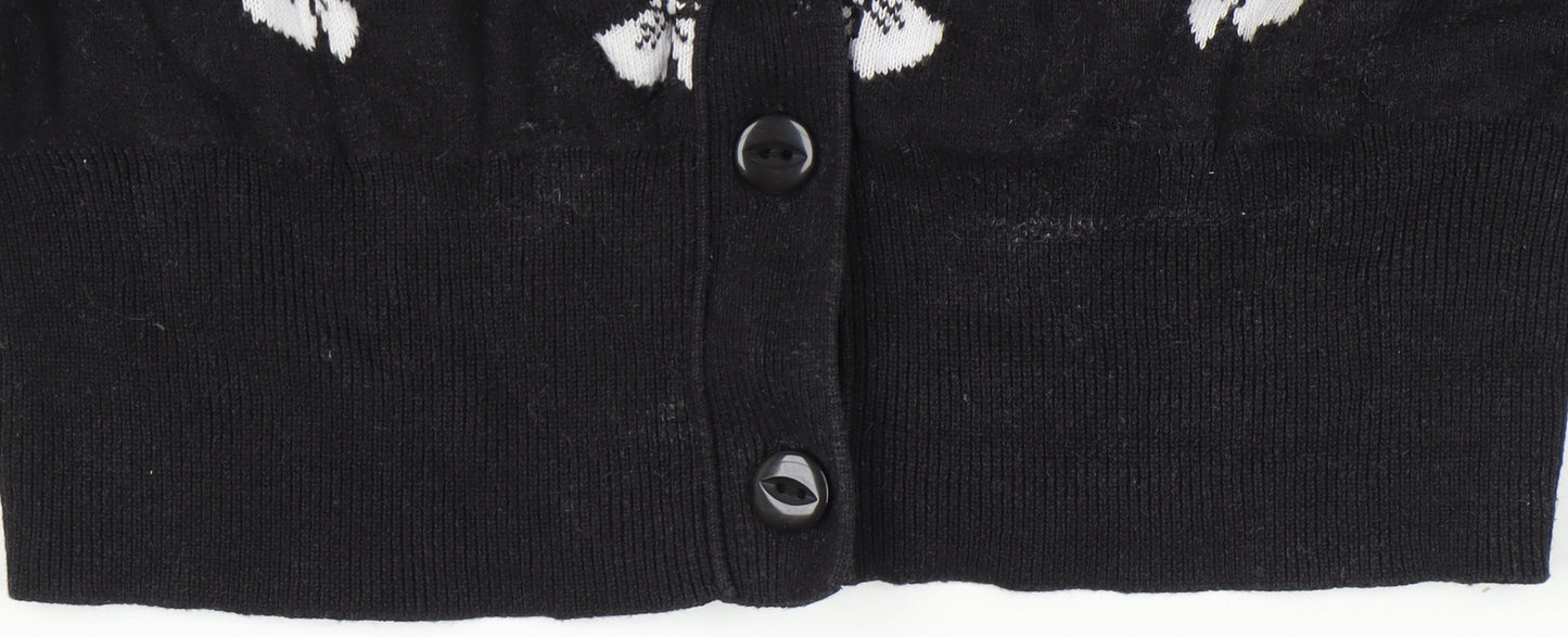 By Henry Holland Womens Black Cotton Cardigan Size 8 Crew Neck