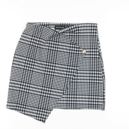 PrettyLittleThing Women's Black Check High Rise Mini Skirt UK 10
