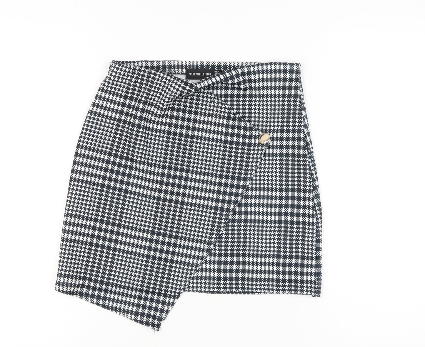PrettyLittleThing Women's Black Check High Rise Mini Skirt UK 10
