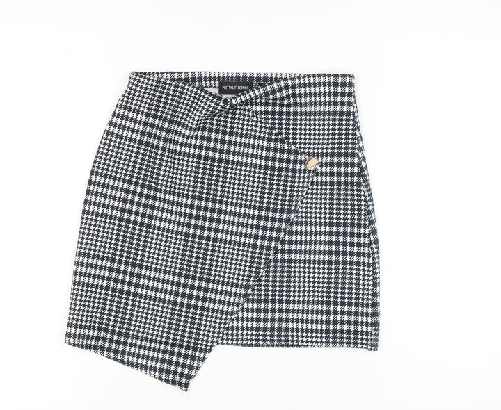 PrettyLittleThing Women's Black Check High Rise Mini Skirt UK 10