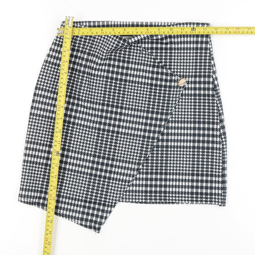 PrettyLittleThing Women's Black Check High Rise Mini Skirt UK 10
