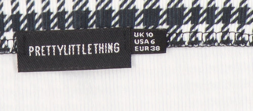 PrettyLittleThing Women's Black Check High Rise Mini Skirt UK 10