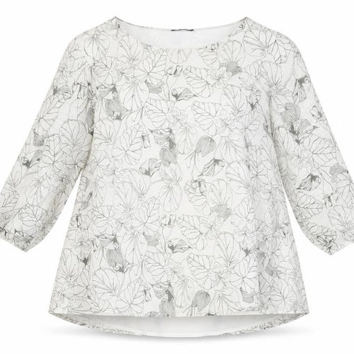Viza Víz Womens White Floral Chiffon Tunic Blouse Size 14
