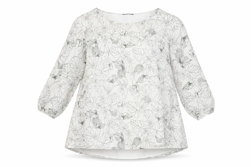 Viza Víz Womens White Floral Chiffon Tunic Blouse Size 14