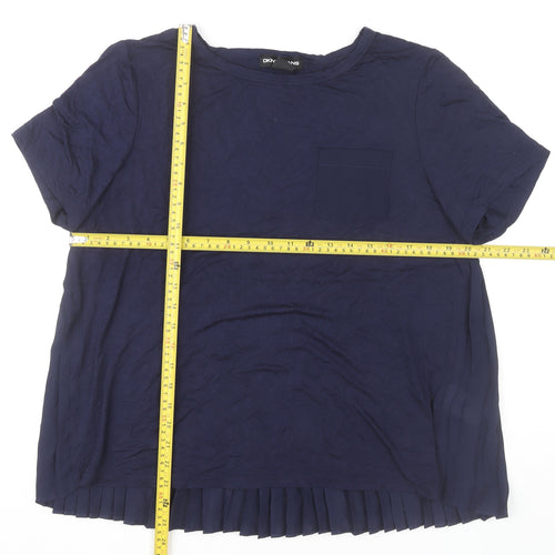 DKNY Jeans Womens Blue Pleated Hem T-Shirt Top Size L