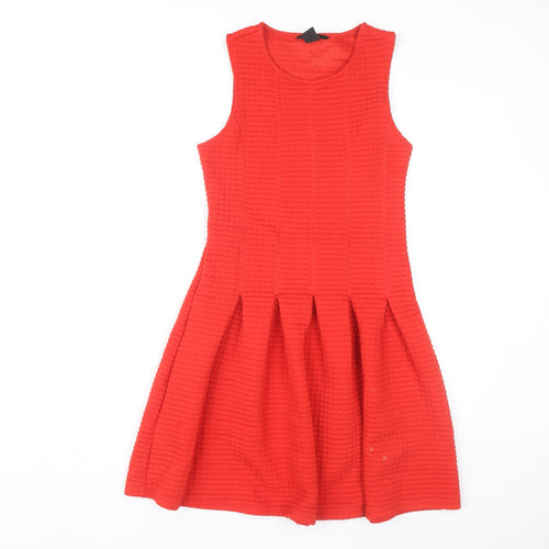H&M Women’s Red XS Skater Dress Sleeveless Scoop Neck